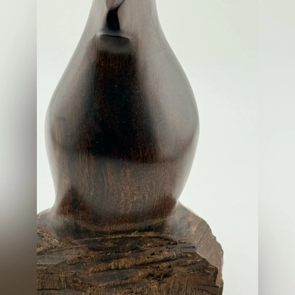 Vintage Hand Carved Wood Quail Bird Figurine Sculpture Rustic Decor